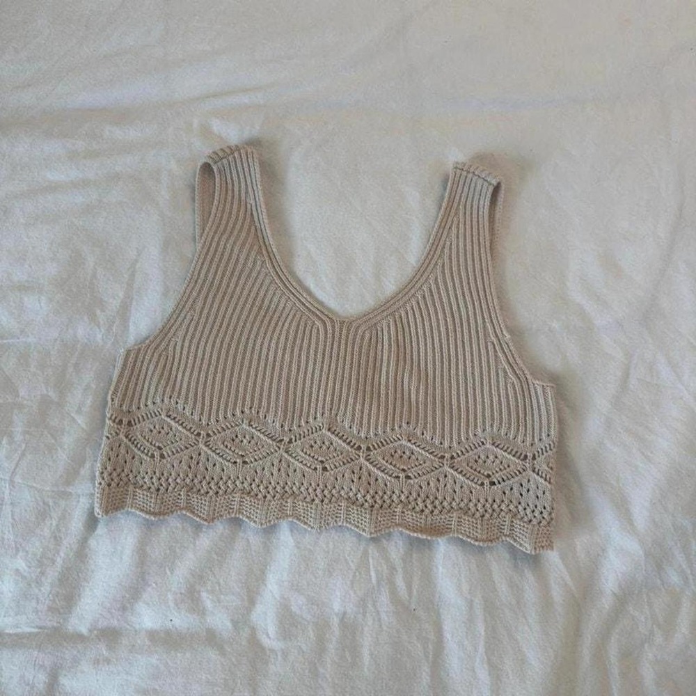 Cream House of Harlow 1900 crochet tank top